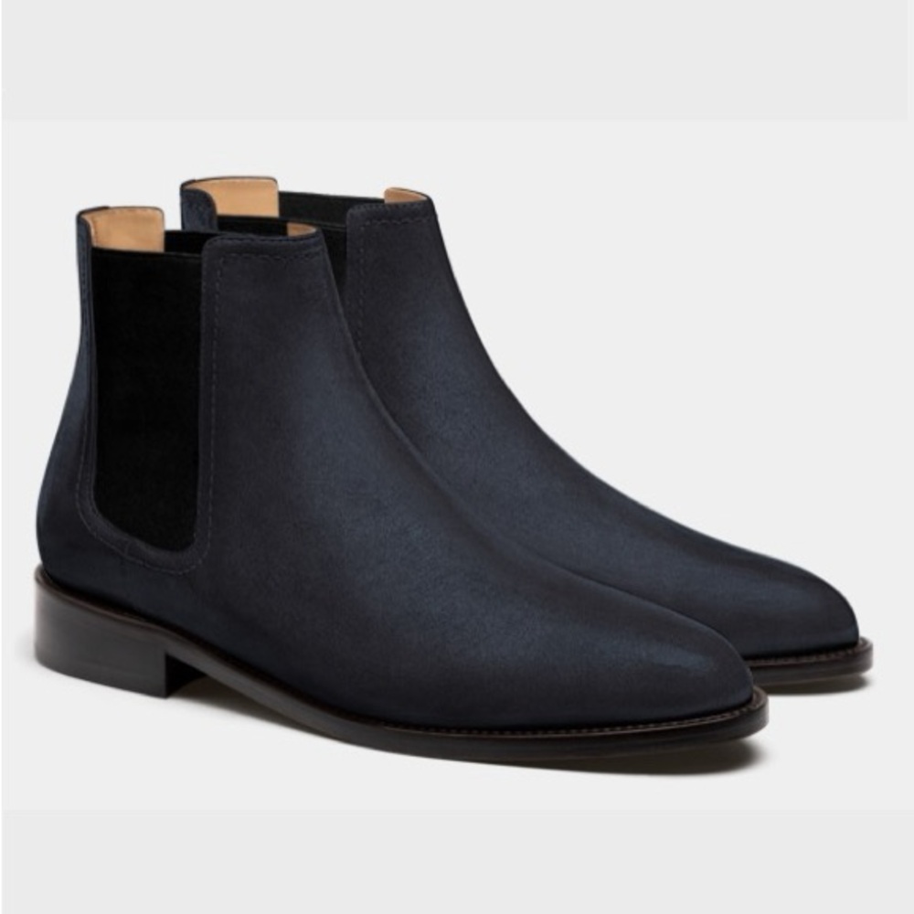 Hockerty Men's Chelsea Boots in navy suede custom-made